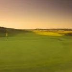 Hole 6 Royal Troon, Scotland. Golf green with flag.